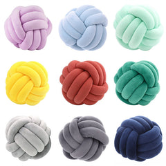 Soft Knot Pillow Hand Woven Cushion Throw Pillow Round Knot Pillow Solid Bed Stuffed Pillow Cushion Ball Plush Pillow Home Decor