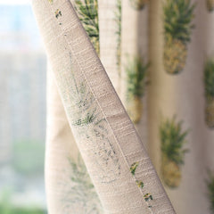 Yaapeet Short Curtain For Kitchen Door Half Cortinas Mediterranean American Style Fresh Pineapple Print Cotton Slub Rideau Deco