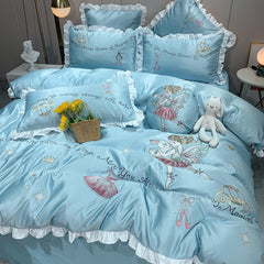 Yickyue - Home Bed 4 Pcs Set with Duvet Cover Pillow Shams Flat Sheet