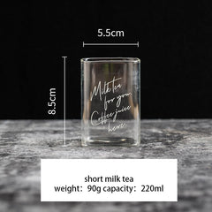 MDZF SWEETHOME Square English Alphabet Glass Cup Milk Tea Juice Whiskey Glass Beer Cold Drink Cup Bar Supplies Drinkware Tool