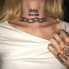 1PC Black Chain Flame Tempprary Tattoo Stickers For Women Men Neck Body Art Waterproof Fake Tatto