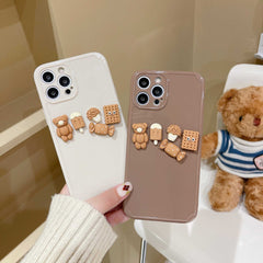 Couple cool biscuit bear soft silicone phone case for iphone 12 mini 11 pro max 7 8 plus se 2020 13 x xr xsmax cute cartoon capa