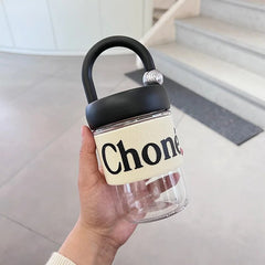 Yickyue Ins Transparent Water Bottle for Girls Good-looking Plastic Water Cup with Lid Portable Juice Coffee Mug for Adult Children