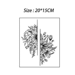 Black Sketch Flower Temporary Tattoo Sticker Female Man Body Art Fake Tattoo Waterproof Applique Tattoo Sticker