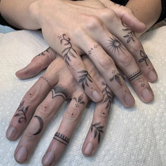 YICKYUE  -  1 Sheet Herbal Finger Tattoo Sticker Waterproof and Long-lasting Temporary Tattoo