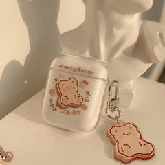 Pendant bear cartoon soft clear silicone earphone csae for apple airpods 3 wireless bluetooth charging box for airpod 1 2 pro