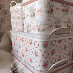 YICKYUE  -  Large Capacity Storage Box Korean Retro Rose Clothes Fit Box Desktop Toy Storage Basket Home Room Storager Organizer With Lid