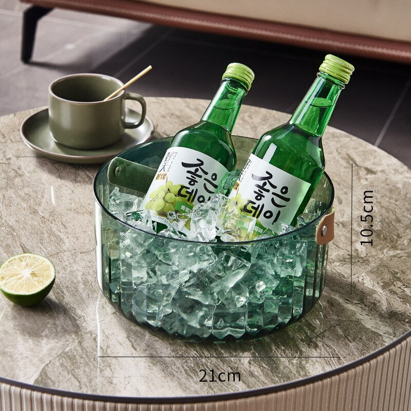 Portable Storage Baskets Transparent Picnic Ice Bucket Fruits Basket Household Plant Flower Pots Kitchen Desk Makeup Organizer