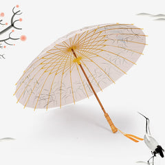 Long Handle Wooden Women Chinese Style Umbrella Umbrella Cherry Blossoms Ancient Dance Umbrella Ladie Decorative Perform Parasol