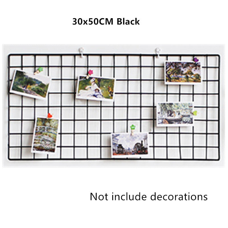 Ins Iron Grid Home Wall Decoration Photo Frame Wall Art Display Storage Shelf Organizer DIY Rack Holder Girl Bedroom Decoration