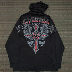Hearujoy  Men Slipknots Hoodie Sweatshirts Y2k Outerwear Heavy Metal Coat Hooded Streetwear Goldorak Anime Outerwear korean Harajuku