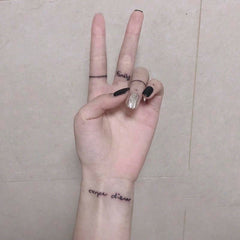 Waterproof Temporary Tattoo Sticker Line Letter Body Art Fake Tattoo Flash Tattoo Finger Female