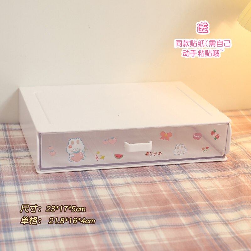 Ins Cute Desktop Storage Box Drawer Plastic Stackable Cosmetics Stationery Box Organizer Storage Multi Layer Drawer Desk Shelf