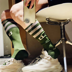 Hearujoy Socks Men Calcetines Solid Skarpetki Sport Calcetines Hombre High Tube Striped Long Socks Non-Slip Pop Sock Thermal Meias