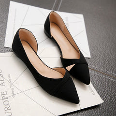Hearujoy Women Flats Pink Black Pure Color Plus Small Size 33 34 Large 41 42 43 44 Suede Leather Pointed Toe Office Lady Flat Heel Shoes