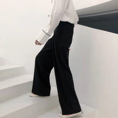 Hearujoy Autumn Wide-leg Mop Pants For Men Korean Streetwear Fashion Loose Straight High Rise Pants Casual Trousers 9Y3527