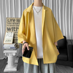 Hearujoy Solid Color Oversized Men's Shirts Harajuku Men Casual Half Sleeve Shirt Tops Cool Summer Streetwear Man Blouse 6 Colors
