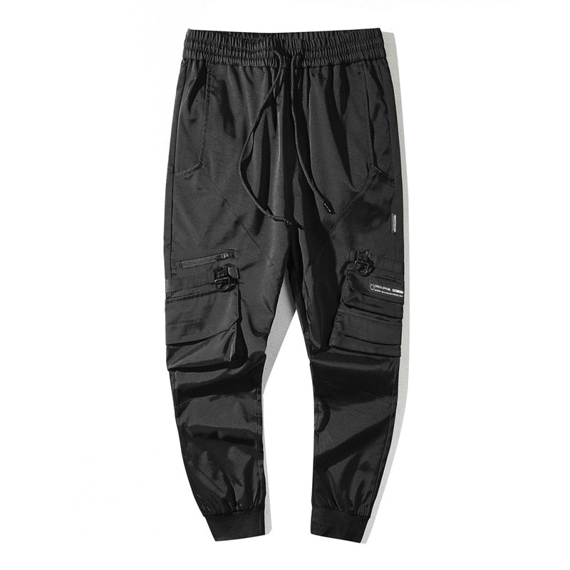 Hearujoy Tactical Functional Cargo Pants Joggers Men Black  Elastic Waist Trousers Hip Hop Streetwear Multi-pocket Pants Techwear WB347