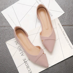 Hearujoy Women Flats Pink Black Pure Color Plus Small Size 33 34 Large 41 42 43 44 Suede Leather Pointed Toe Office Lady Flat Heel Shoes