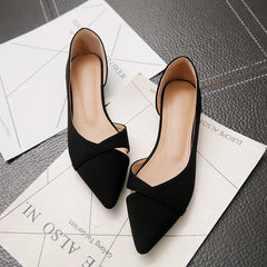 Hearujoy Women Flats Pink Black Pure Color Plus Small Size 33 34 Large 41 42 43 44 Suede Leather Pointed Toe Office Lady Flat Heel Shoes