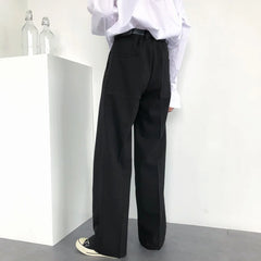 Hearujoy Autumn Wide-leg Mop Pants For Men Korean Streetwear Fashion Loose Straight High Rise Pants Casual Trousers 9Y3527