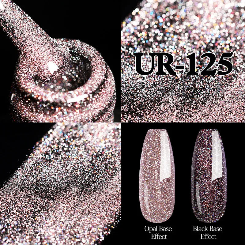 YICKYUE  -  7.5ml Champagne Silver Reflective Glitter Gel Nail Polish Laser Sparkling Hybird Soak Off Nail Art UV LED Varnishes