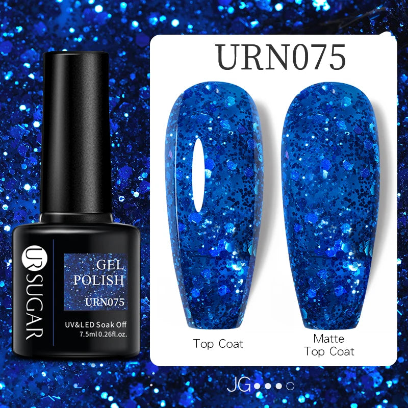 YICKYUE  -  7.5ml Champagne Reflective Glitter Nail Gel Polish Summer Laser Sparkling Effect Semi Permanent Soak Off UV LED Varnish