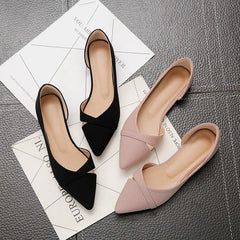 Hearujoy Women Flats Pink Black Pure Color Plus Small Size 33 34 Large 41 42 43 44 Suede Leather Pointed Toe Office Lady Flat Heel Shoes