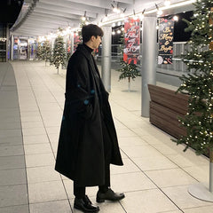 Hearujoy 2024 Winter Men Thick Woolen Dust Coat Korean Style Streetwear Male Loose Solid Color Warm Trenchcoat long coat for men Windbreak