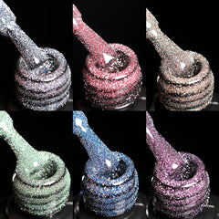 YICKYUE  -  7.5ml Champagne Silver Reflective Glitter Gel Nail Polish Laser Sparkling Hybird Soak Off Nail Art UV LED Varnishes