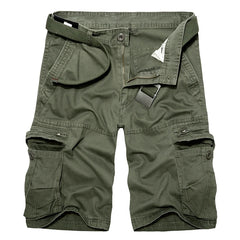 HEARUJOY  -  Summer Men Khaki Cargo Shorts Men Casual Army Knee Lenght Shorts Male Multi-Pocket Cotton Straight Shorts No Belt 28-40