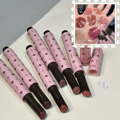 YICKYUE  -  Mulberry Purple Shimmer Lip Jelly Pen Moisturizing Mirror Water Light Solid Lip Gloss Film-forming Non-Fading Gloss Lipstick