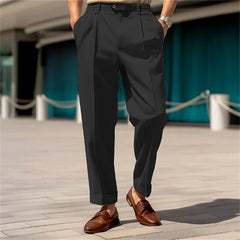 HEARUJOY  -  Men's Clothing Formal Mid-waist Buttoned Straight Plain Comfortable Outdoor Daily Outing Fashionable Trousers
