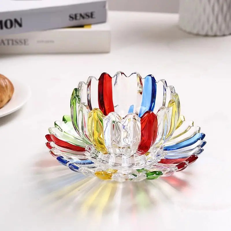 YICKYUE  -  European Style Light Luxury Dish with Petals Hand-painted Colorful Ice Cream Dessert Bowl Glass Cup Milk Oat Breakfast Dish Set