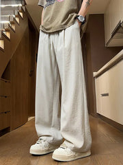 HEARUJOY  -  Bla Lightweight Qui Dry Ice Silk Straight Leg Casual Pants Men's Summer American Sle Cleanfit Loose Fit Long Trousers