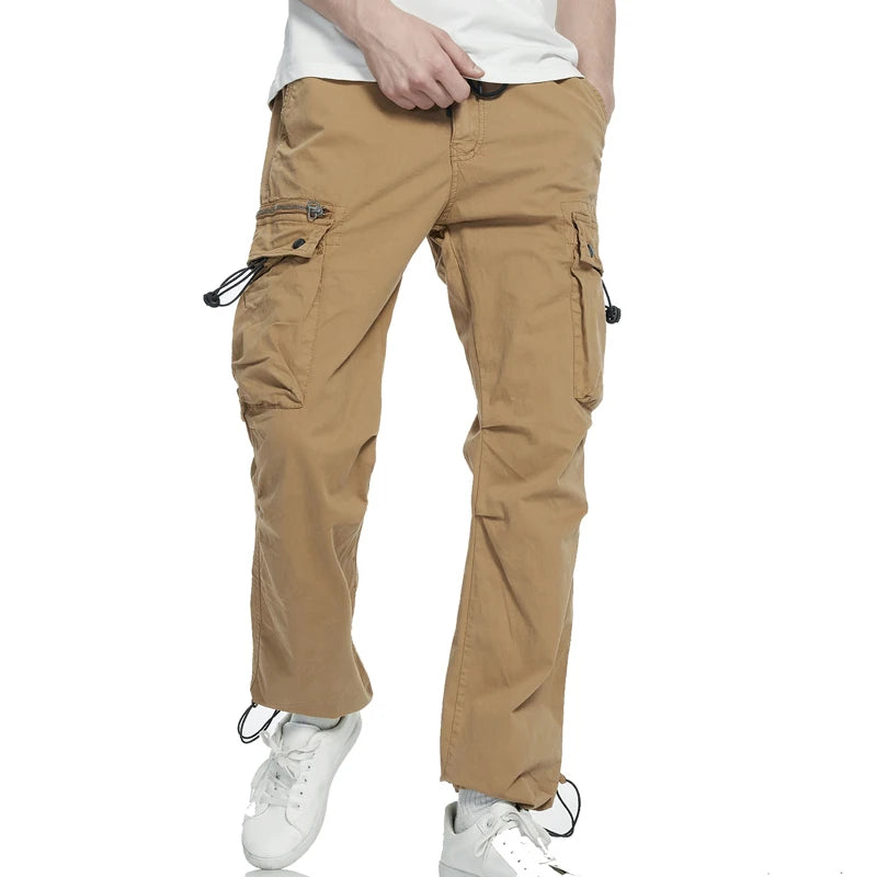 HEARUJOY  -  Autumn Men Fashion Casual Pants Men Streetwear Cargo Pants Elastic Waist Silm Joggers Pants Men Bunched Foot Assault Pants