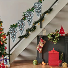 YICKYUE  -  4-Pack Artificial Christmas Tree Branches Teardrop Fir Garland with Pine Cones Plastic Hanging Swags Xmas Door Fireplace Decor