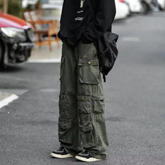 Hearujoy Multi-pockets Cargo Pants Streetwear Hip-hop Mopping Trousers Harajuku Tooling Pant Men's Vintage Loose Casual Jogging Pants