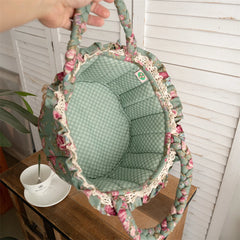 YICKYUE  -  Pastoral Fabric Storage Basket Sundries Toys Cosmetics Storage Basket Home Decoration Cute Floral Underwear Storage Basket