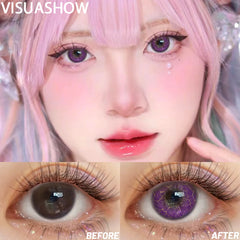 YICKYUE  -  6 Months Disposable Kawaii Green Anime Cosplay Colored Contact Lenses for Coser Daily Party Eye Beauty Soft Contacts