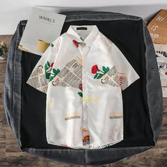 HEARUJOY  -  Regular Fit Men'S Slim Fit Shirt Men'S Floral Shirts Cotton Button Down Holiday Beach Shirts With Pocket Camisa Masculina