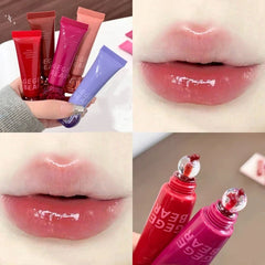 YICKYUE  -  Chocolate Brown Plumping Lip Gloss Watery Crystal Jelly Lip Gloss Moisturizing Glass Lip Tint Soft Tube Makeup Applicator Beauty