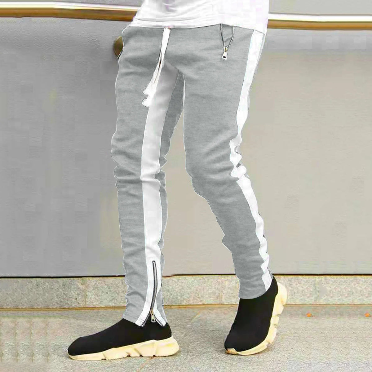HEARUJOY  -  Mens Four Seasons Fashion Casual Casual Pants Pants Four Seasons Solid Color Fitness Breathable Polyester Korean Fashion Pants