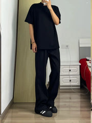 HEARUJOY  -  Bla Slim Fit Micro Flare Men's Summer Thin Straight Leg Pants Cleanfit Premium Feel Suit Trousers Casual Long Pants