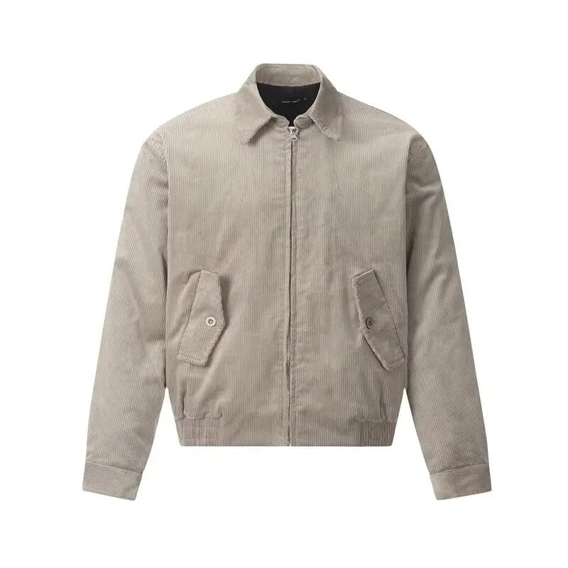 HEARUJOY  -  Casual High Street Mens Jacket Spring American College Lapel Solid Color Short Couple Coats Loose Tooling Windbreaker 2025 New