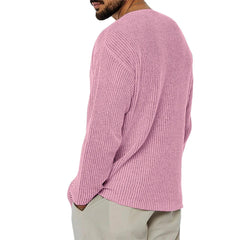 HEARUJOY  -  Autumn And Winter New Men's Solid Color V-Neck Long-Sleeved Sweater Fashion Trend Simple Casual Loose Breathable Men's Tops
