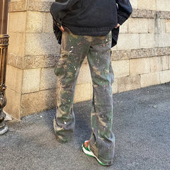 HEARUJOY  -  New Fashion Camouflage Baggy Tracksuit Cargo Pants For Men Inkjet Side Pockets Sports Joggers Women Casual Loose Trousers