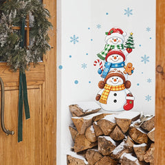 YICKYUE  -  2D Flat Christmas Snowman Snowflake Wall Decals Peel and Stick Waterproof Removable Self-Adhesive Stickers for Home Bathroom