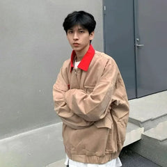 HEARUJOY  -  Retro Purple Spring Jackets Men Women Bomber Spring Autumn Loose Harajuku Varsity Coats Zip Up Street Unisex Hip Hop Outwear New
