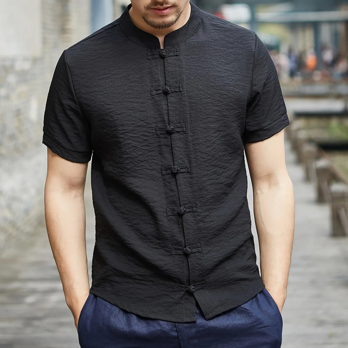 HEARUJOY  -  Comfort Classic Fit Men'S Shirt With Pocket Men'S Linen Chinese Clothing Tang Suit Short Sleeve Shirt For Men рубашка